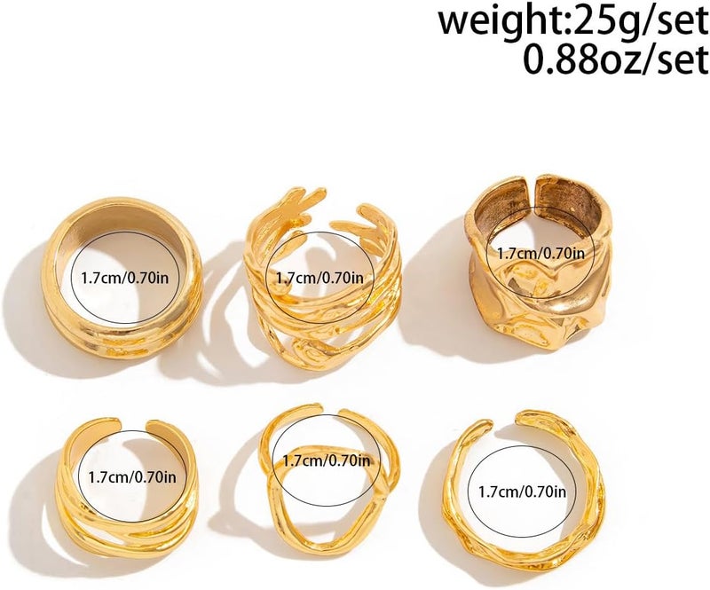 ANGLEQUEEN Chunky Silver Rings for Women Open Stacking Knuckle Ring Silver Adjustable Round Dome Rings Set Minimalist Irregular Statement Ring Women 2025 Fashion Jewelry - Image 3